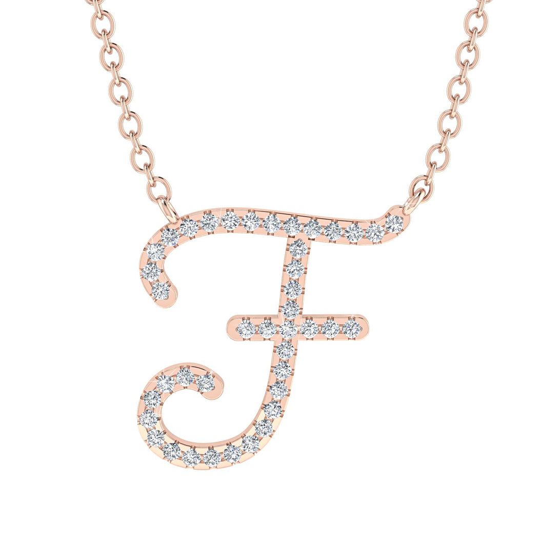 Diamond Gold Letter Necklace - F