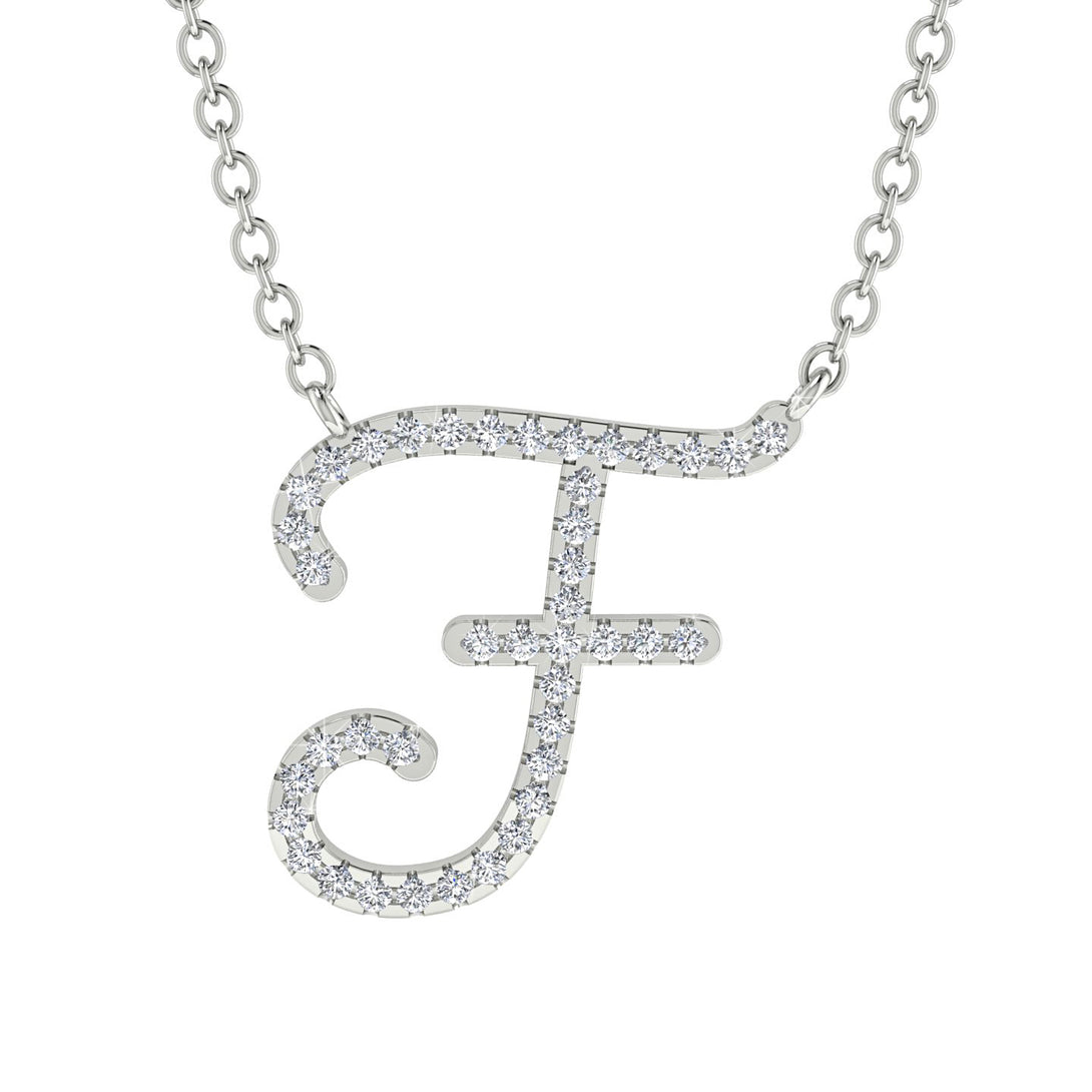 Diamond Gold Letter Necklace - F