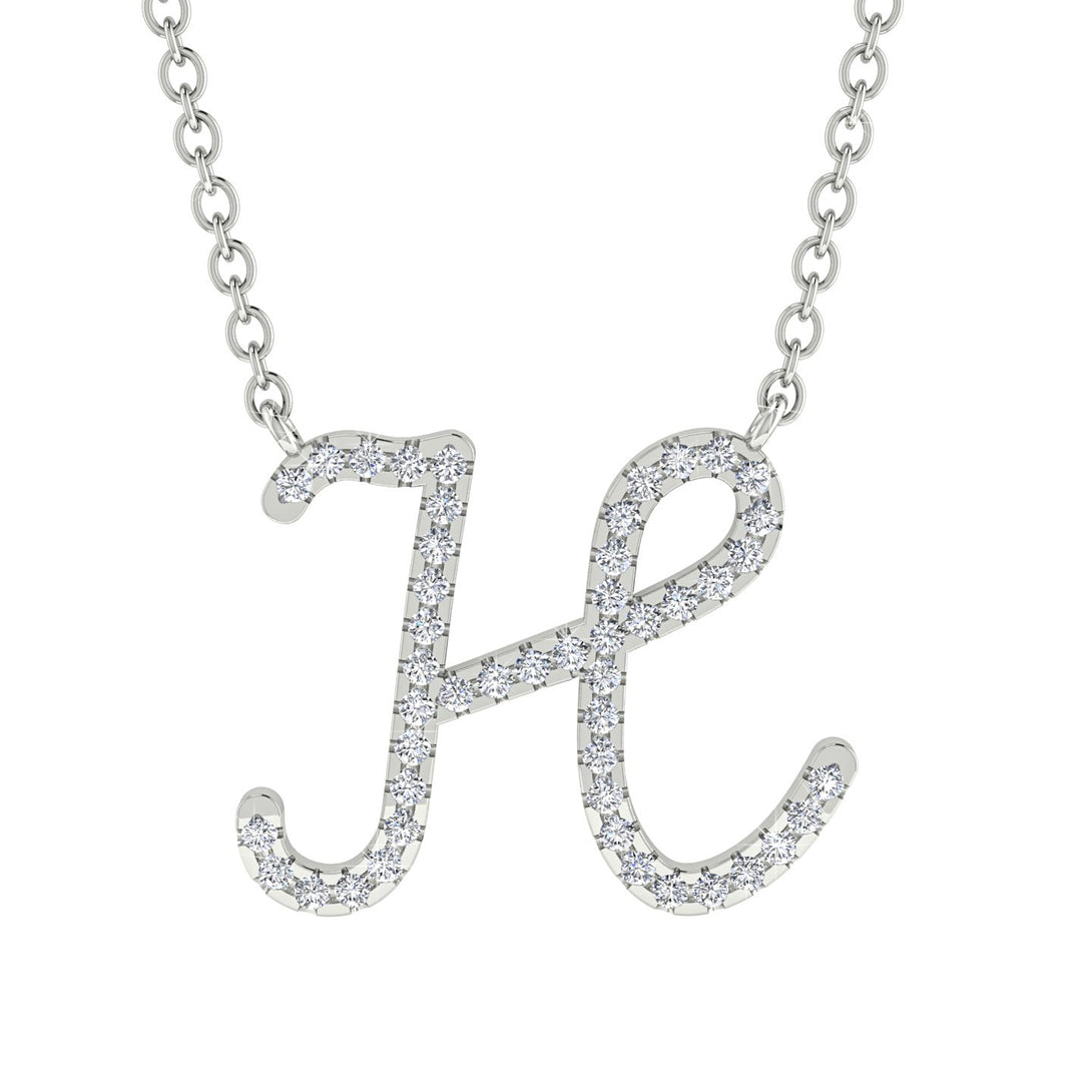 Diamond Gold Letter Necklace - H