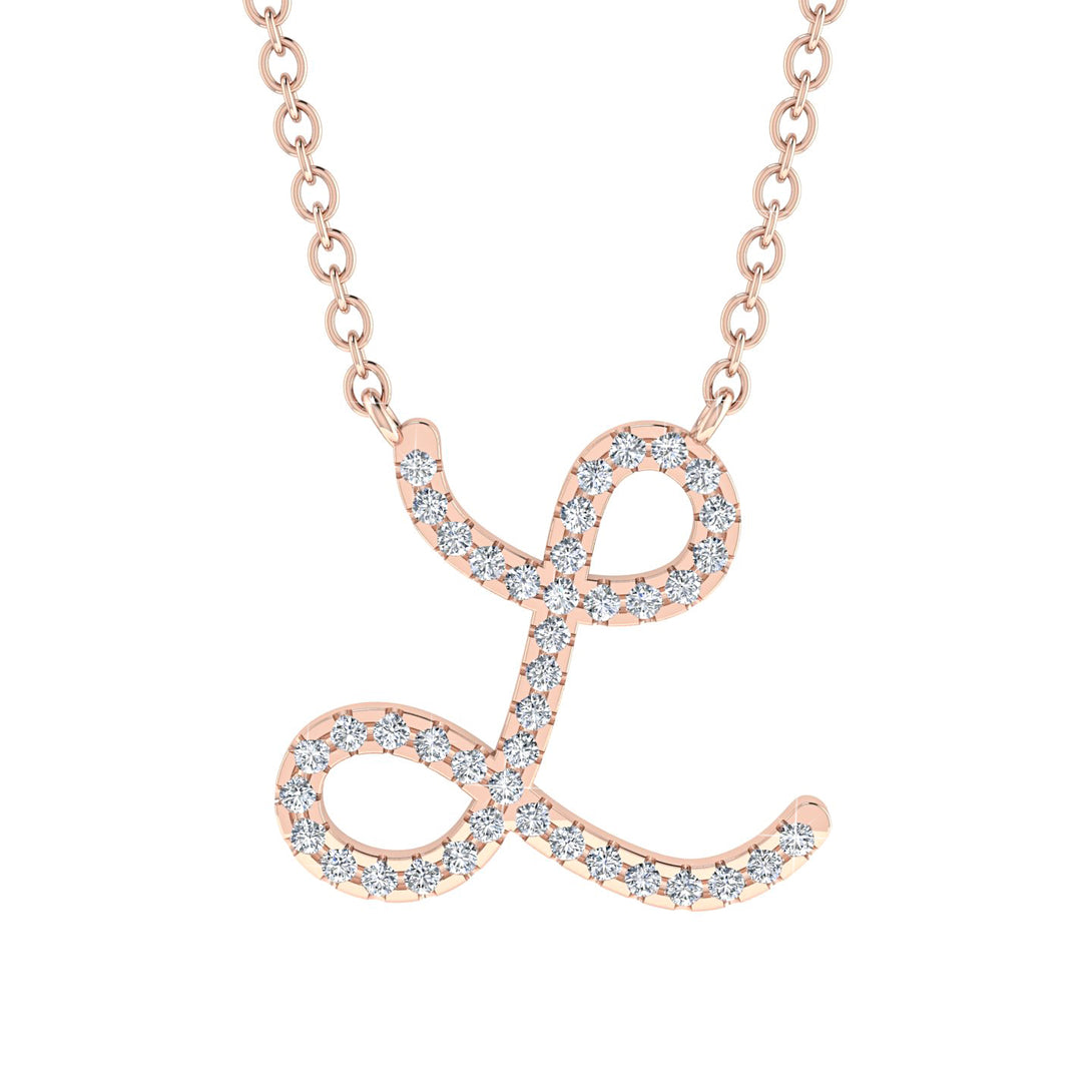 Diamond Gold Letter Necklace - L