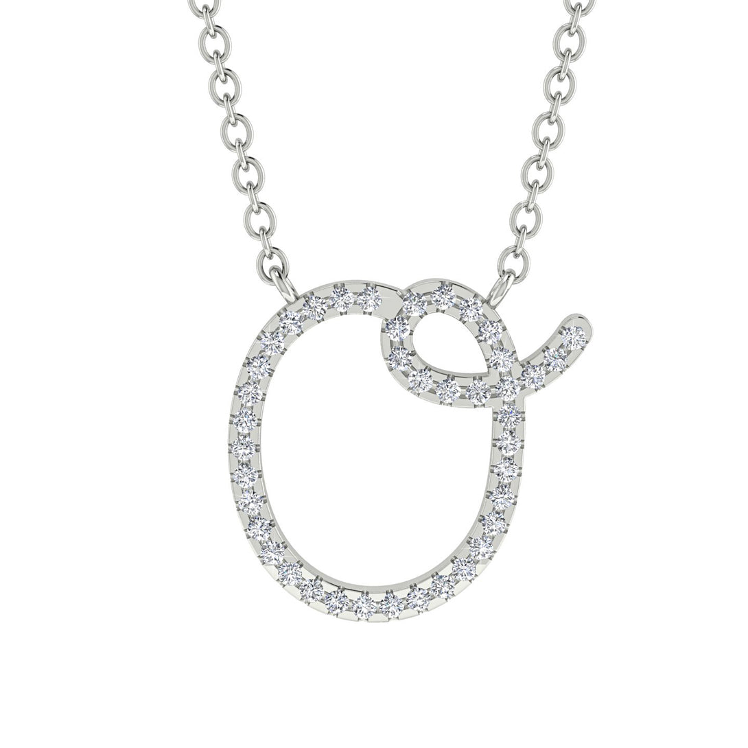 Diamond Gold Letter Necklace - O