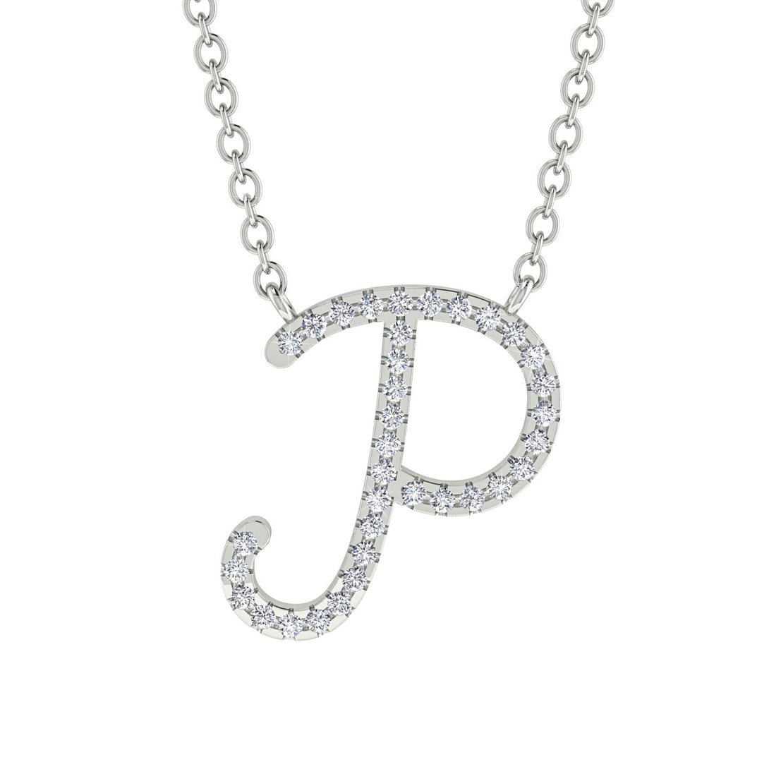 Diamond Gold Letter Necklace - P