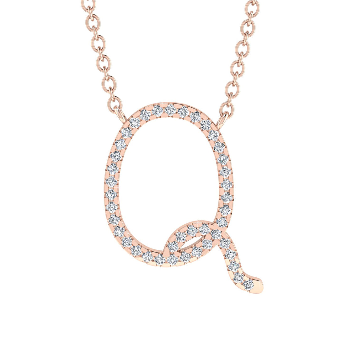 Diamond Gold Letter Necklace - Q