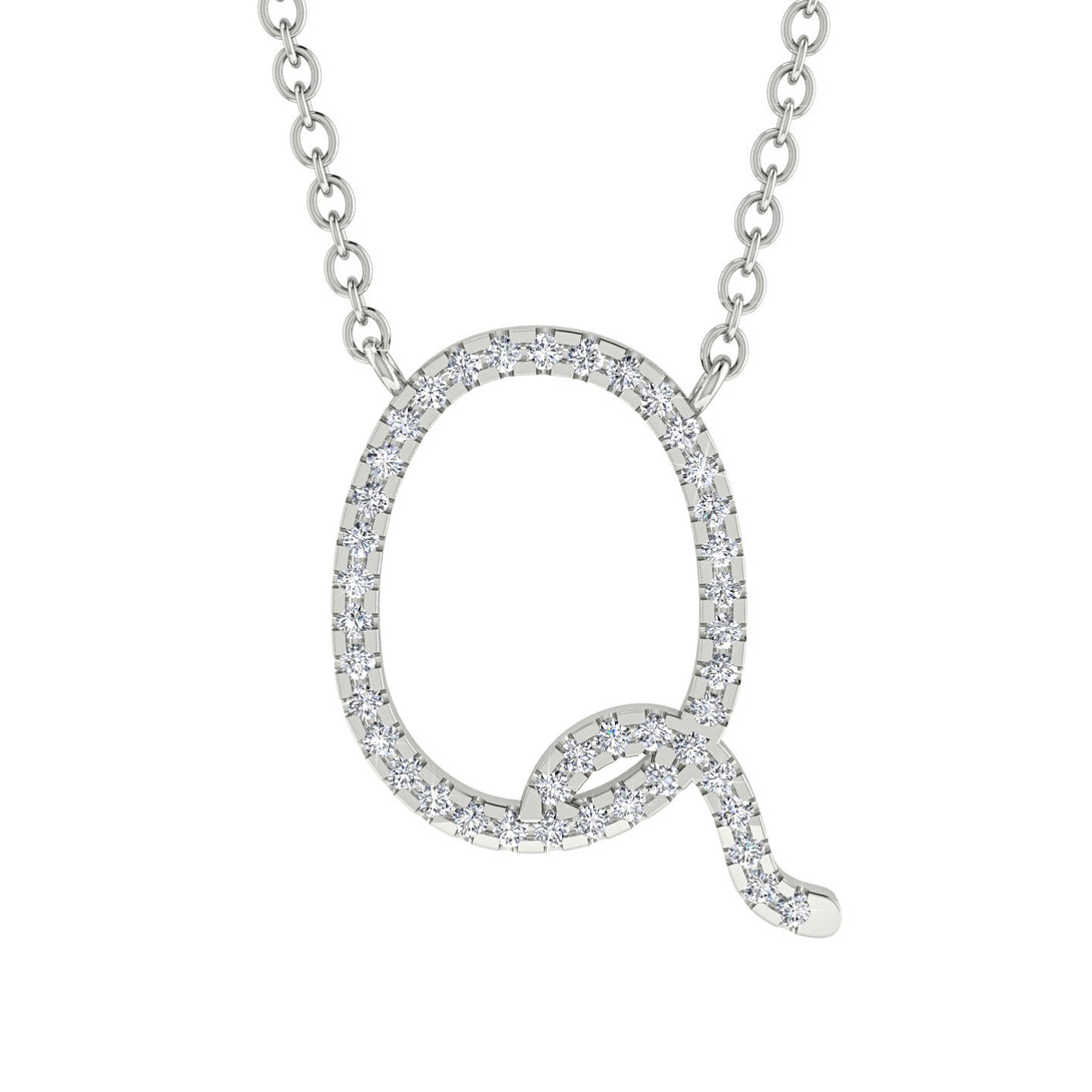 Diamond Gold Letter Necklace - Q