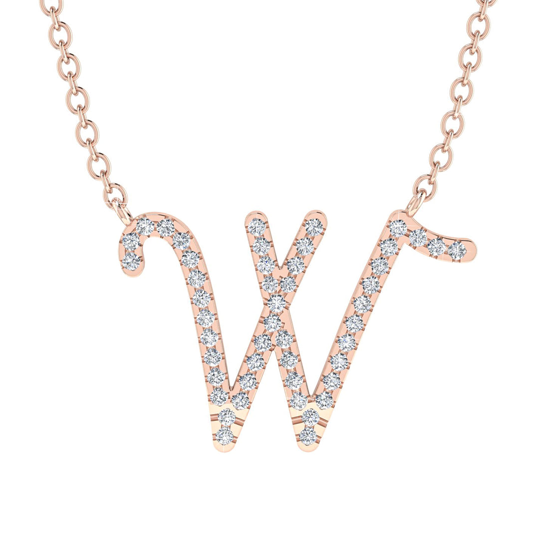 Diamond Gold Letter Necklace - W