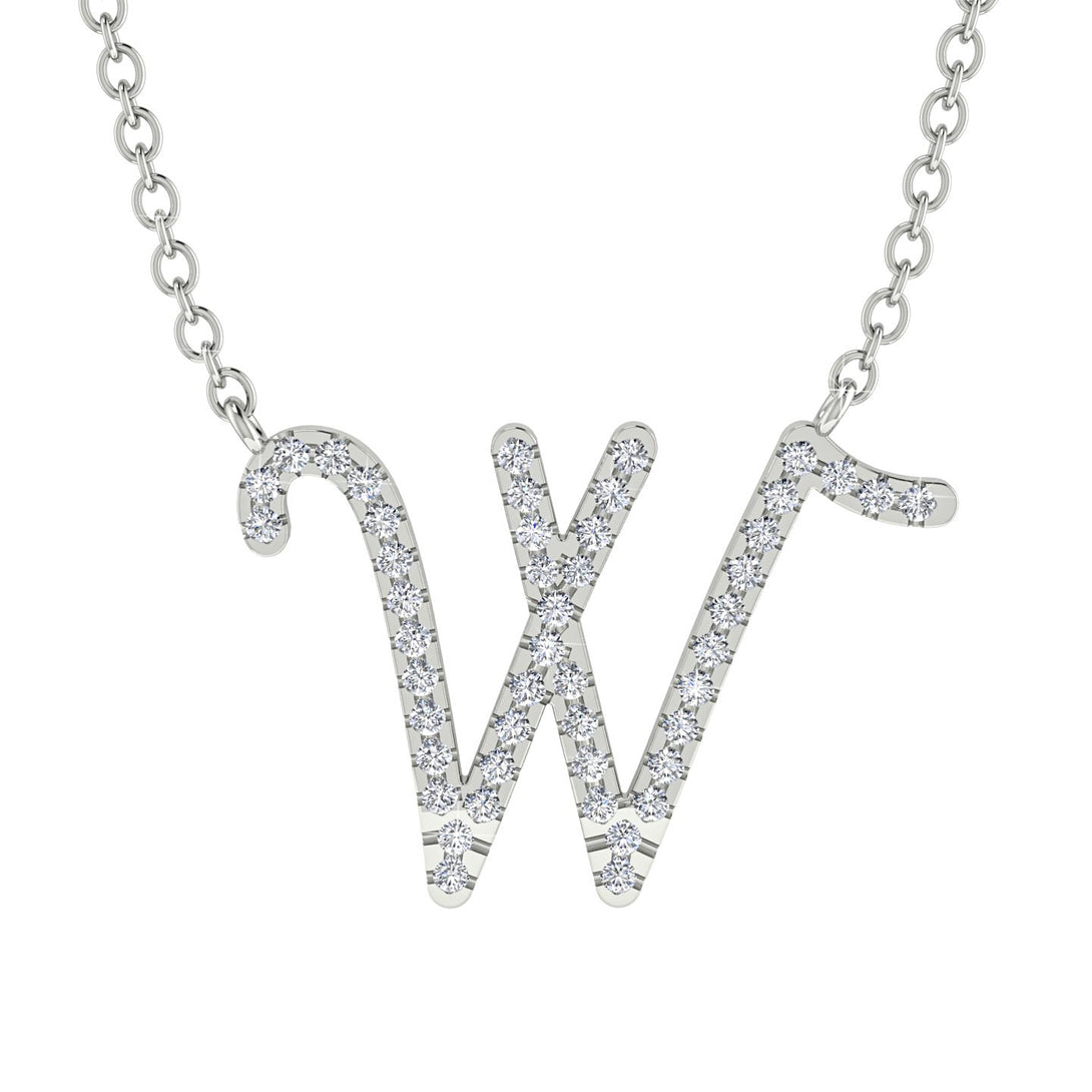 Diamond Gold Letter Necklace - W