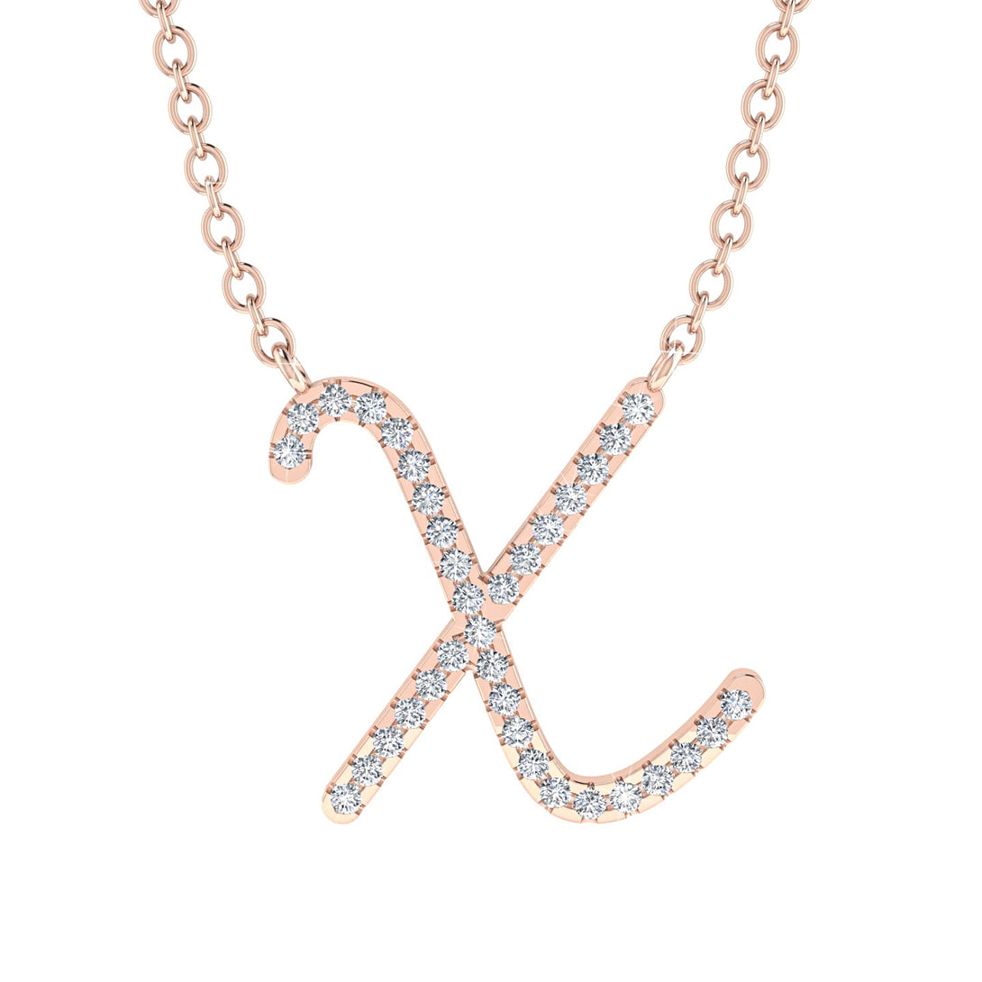 Diamond Gold Letter Necklace - X