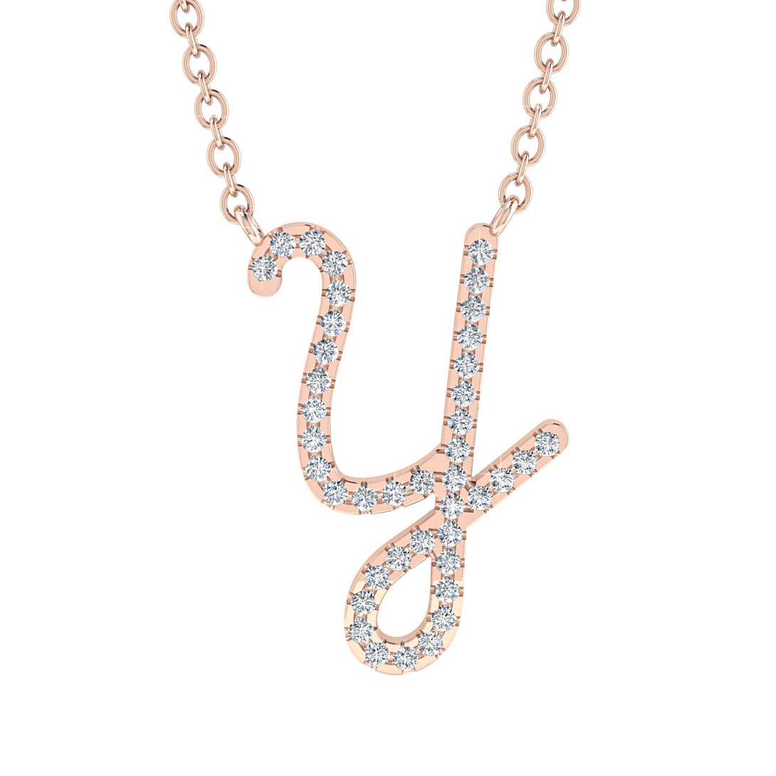 Diamond Gold Letter Necklace - Y