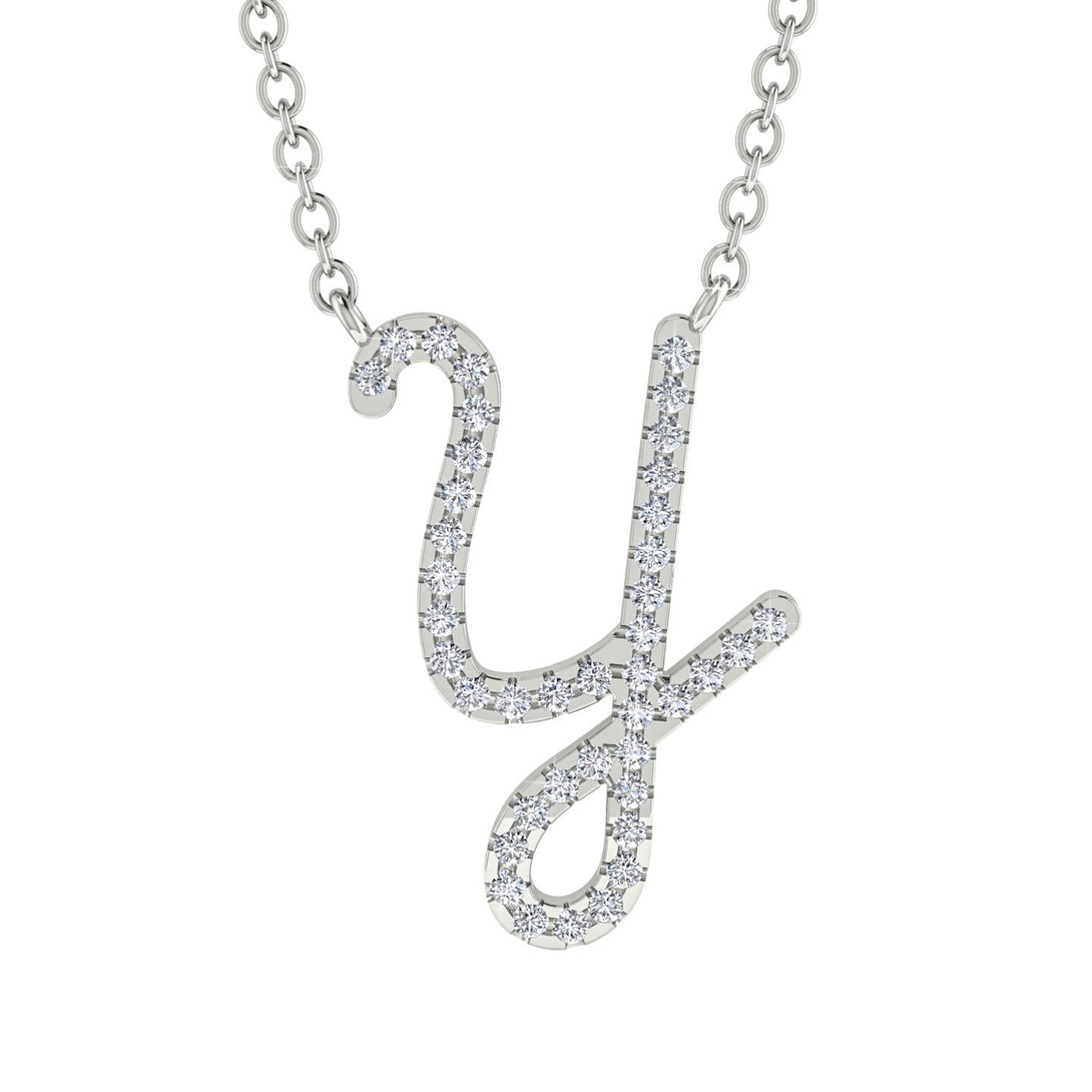Diamond Gold Letter Necklace - Y