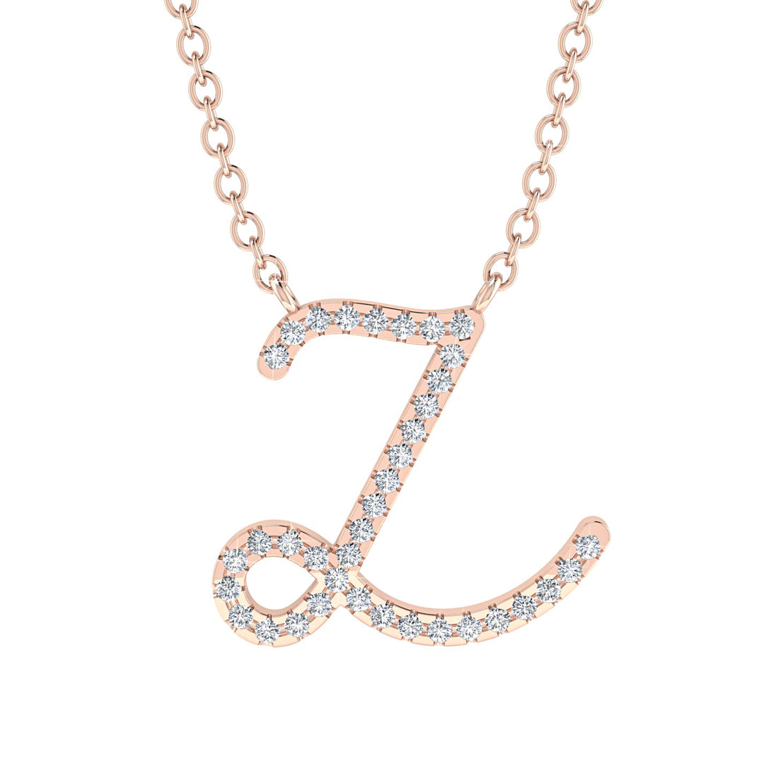 Diamond Gold Letter Necklace - Z