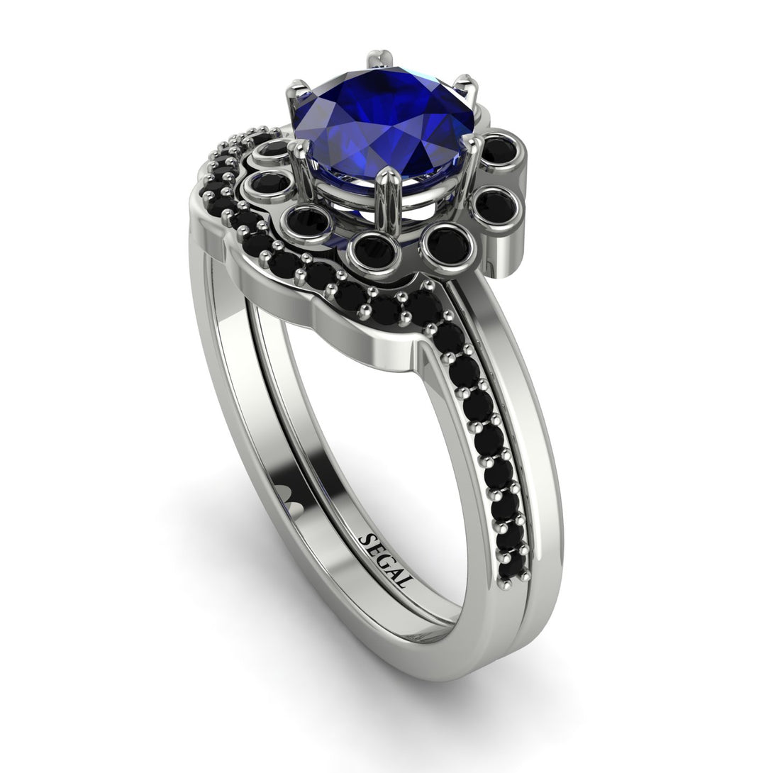 0.8 Carat Sapphire Halo Bridal Set - Pamela No. 45