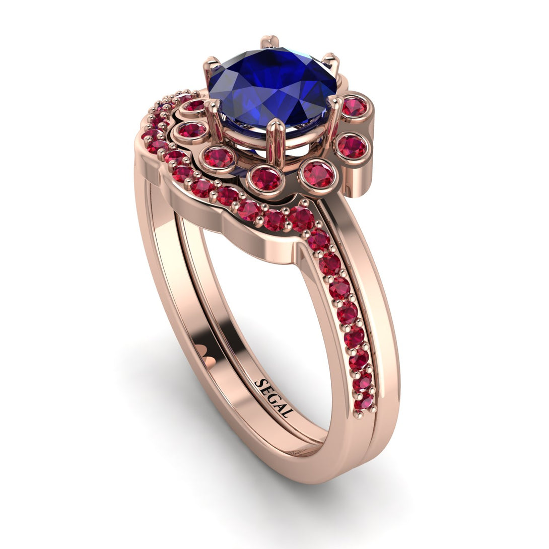 0.8 Carat Sapphire Halo Bridal Set - Pamela No. 59
