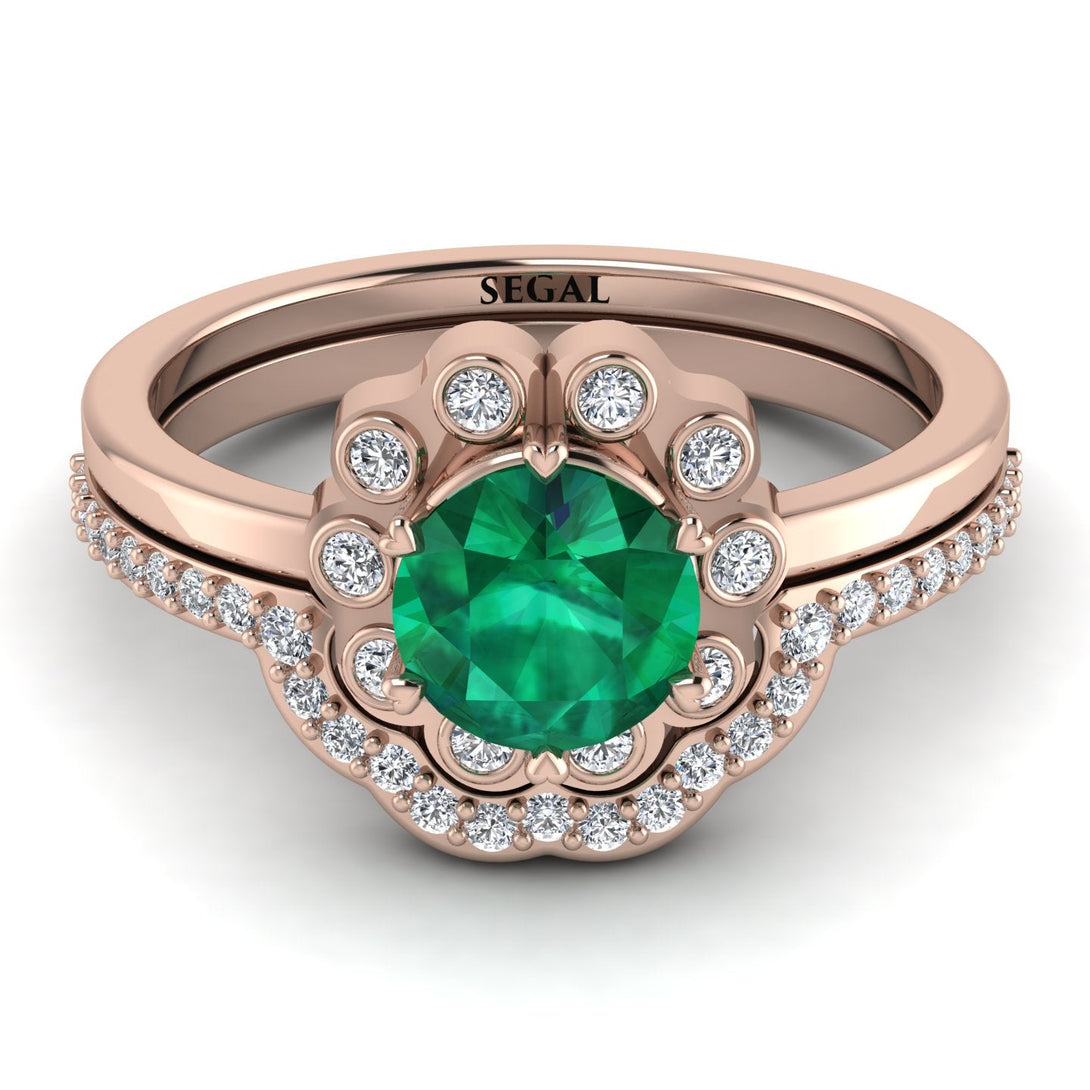 0.8 Carat Emerald Halo Bridal Set - Pamela No. 5