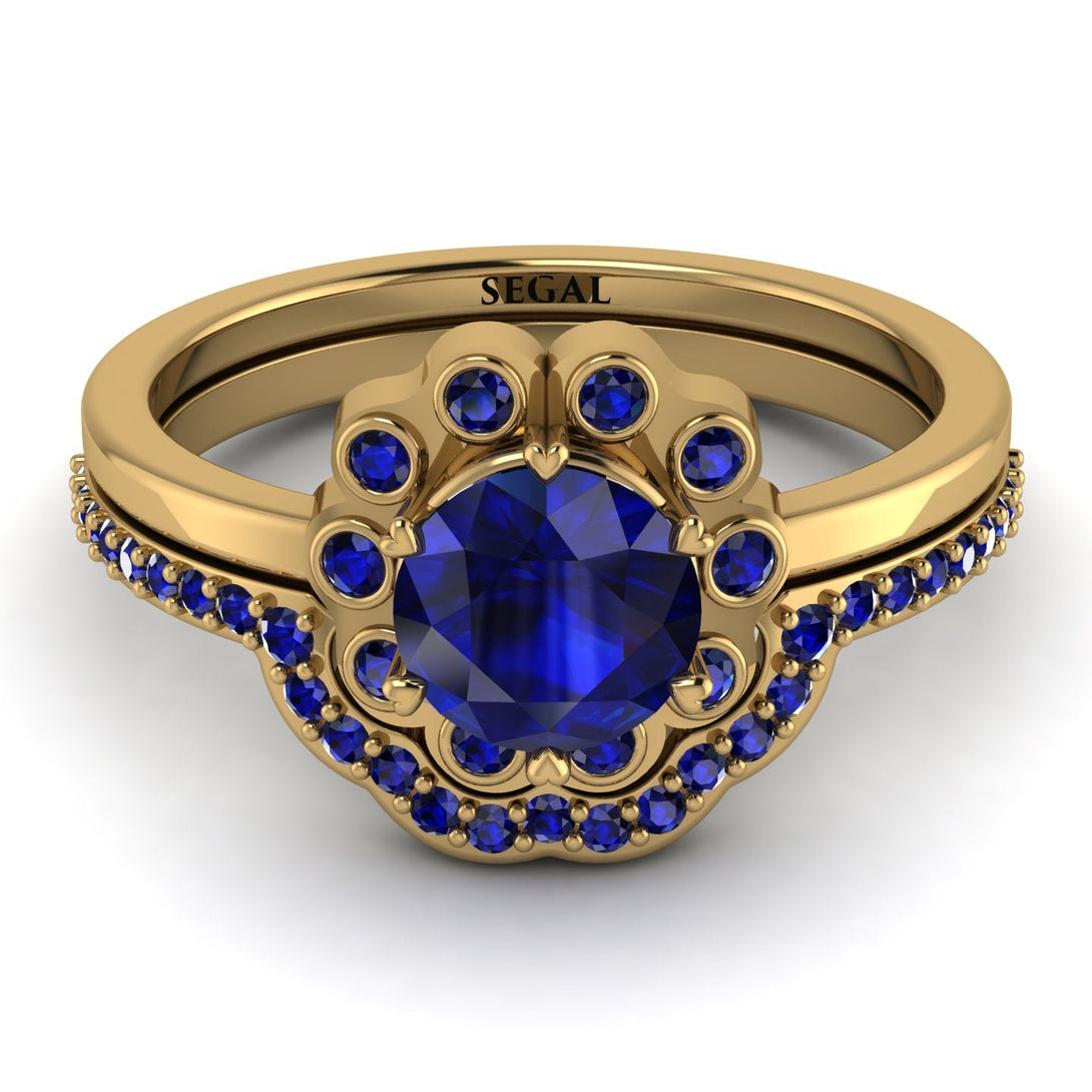 0.8 Carat Sapphire Halo Bridal Set - Pamela No. 73