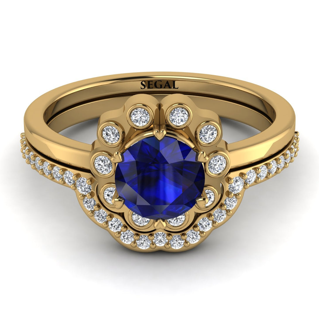 0.8 Carat Sapphire Halo Bridal Set - Pamela No. 13