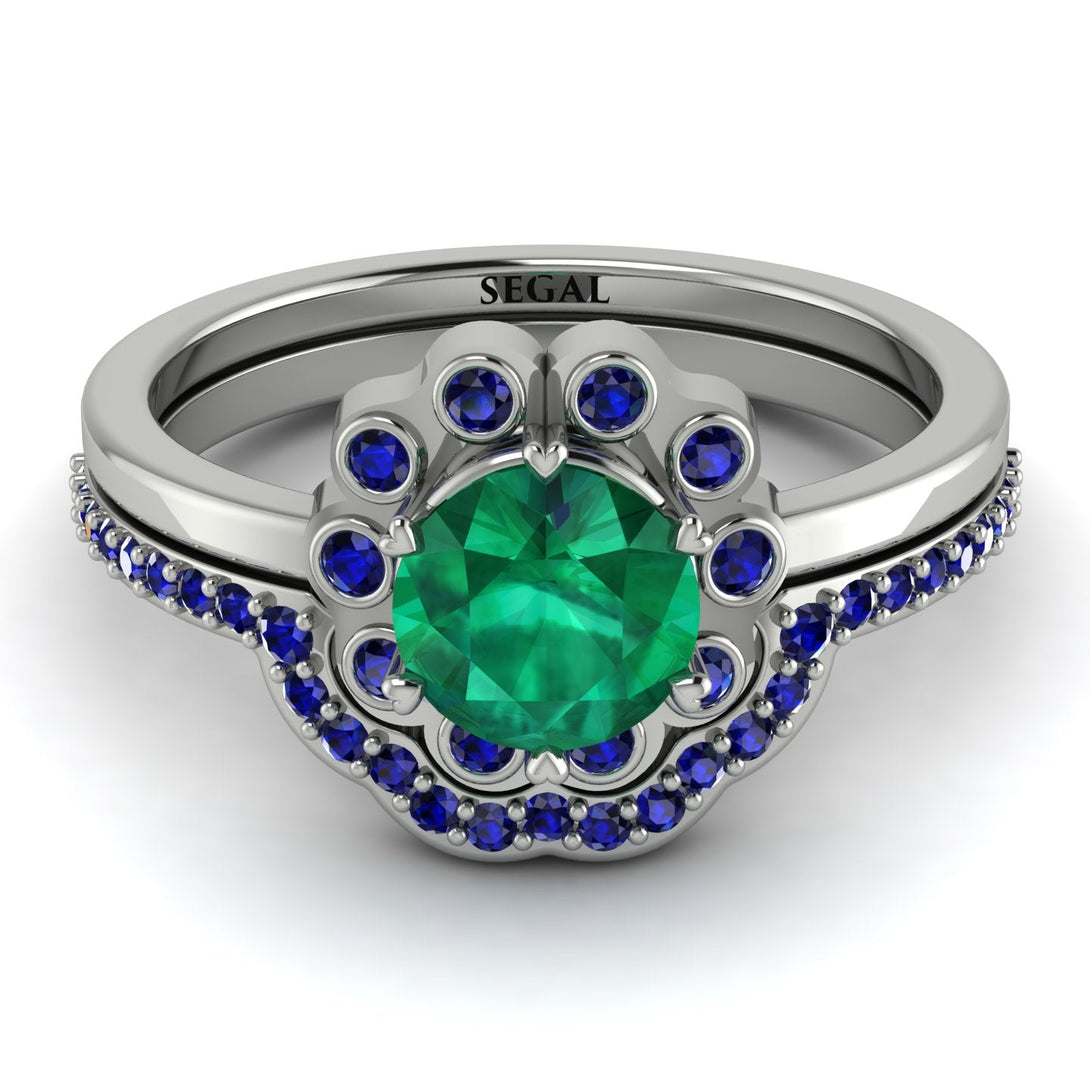 0.8 Carat Emerald Halo Bridal Set - Pamela No. 66