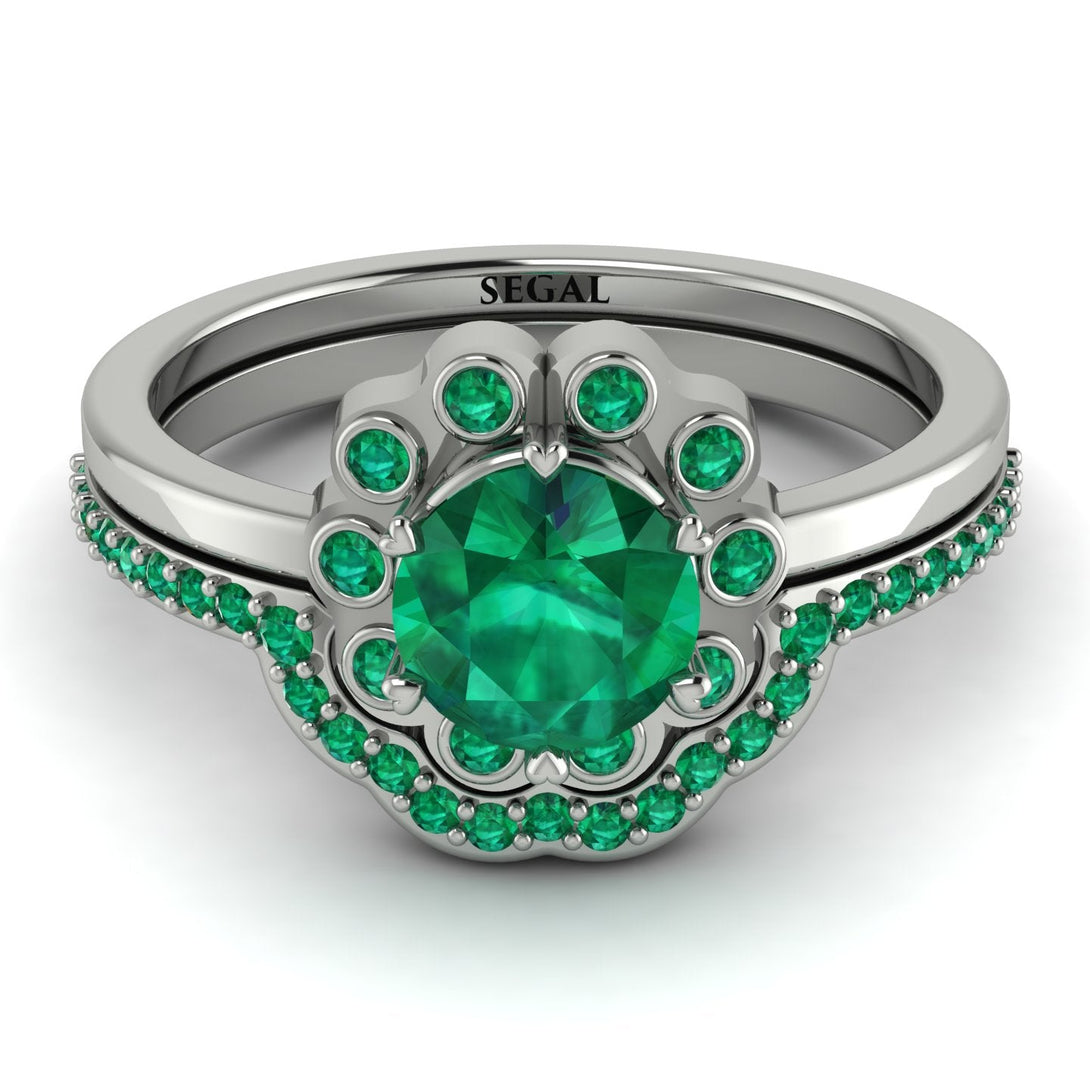 0.8 Carat Emerald Halo Bridal Set - Pamela No. 21