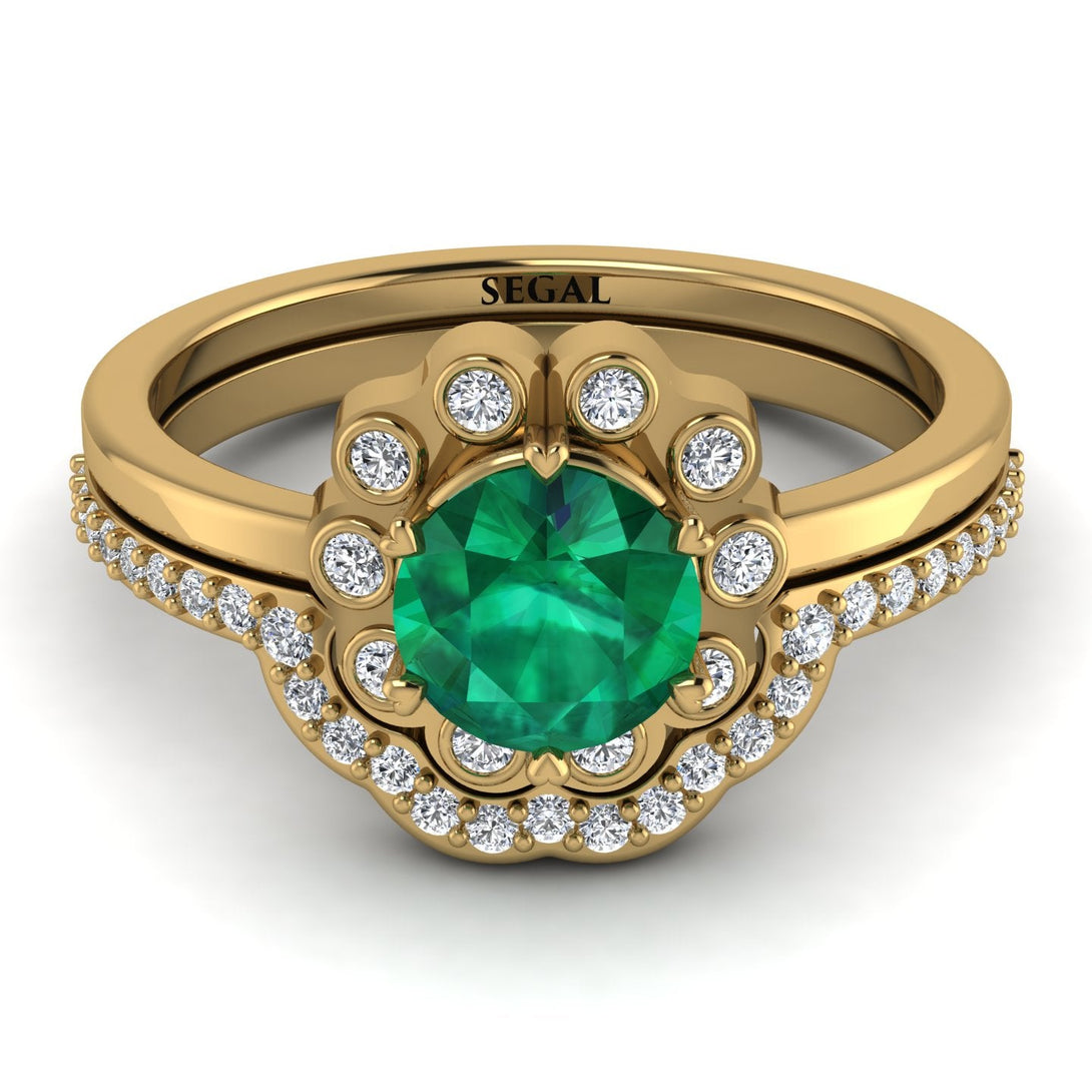 0.8 Carat Emerald Halo Bridal Set - Pamela No. 4