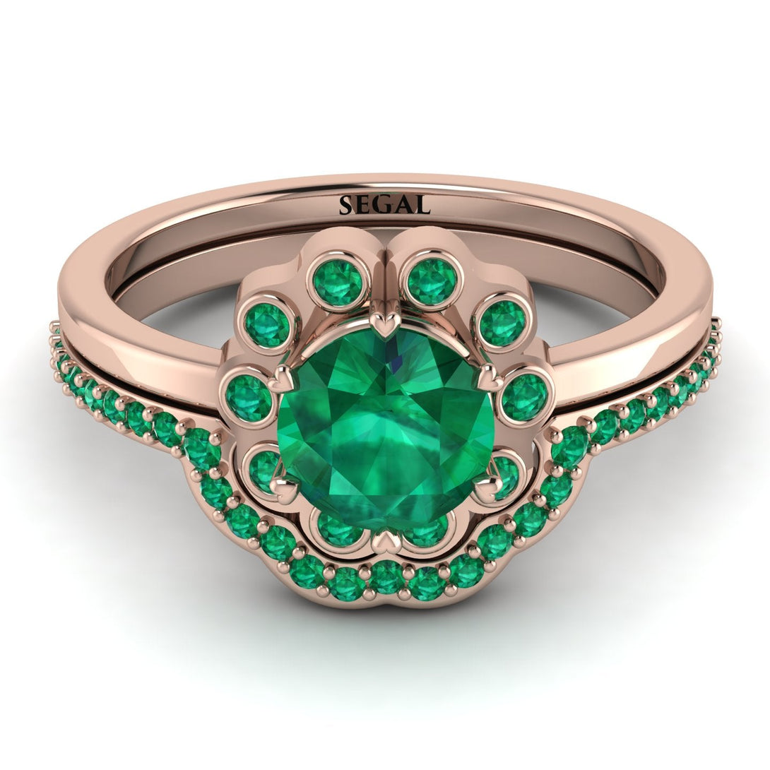 0.8 Carat Emerald Halo Bridal Set - Pamela No. 20