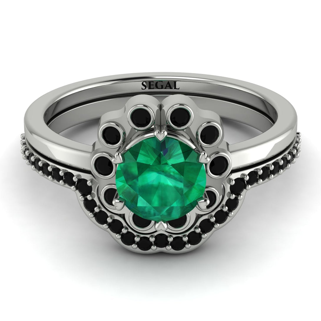 0.8 Carat Emerald Halo Bridal Set - Pamela No. 36