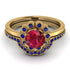 0.8 Carat Ruby Halo Bridal Set - Pamela No. 70