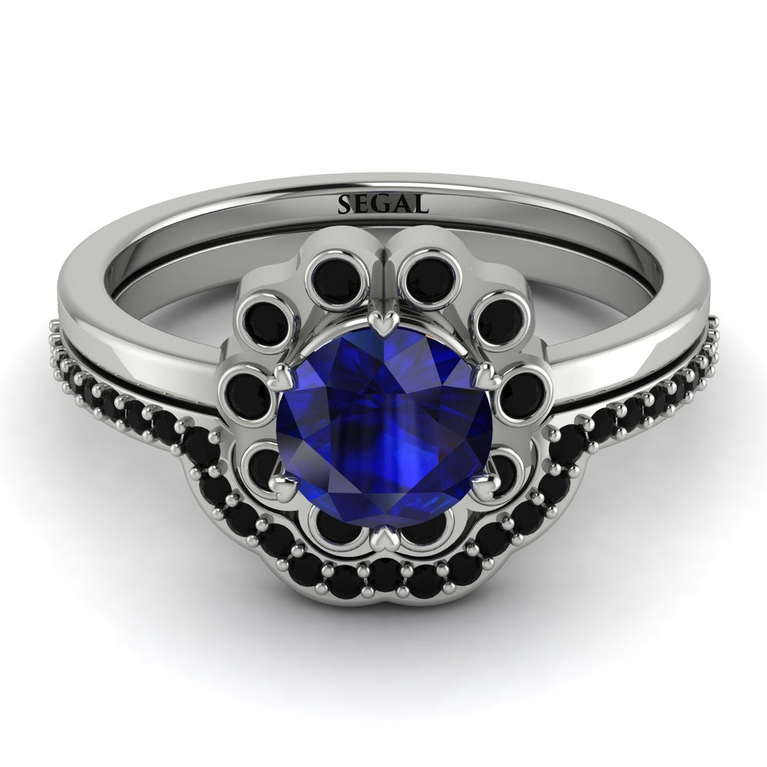 0.8 Carat Sapphire Halo Bridal Set - Pamela No. 45