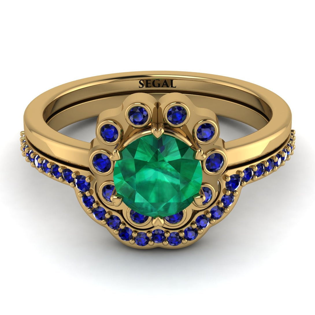 0.8 Carat Emerald Halo Bridal Set - Pamela No. 64