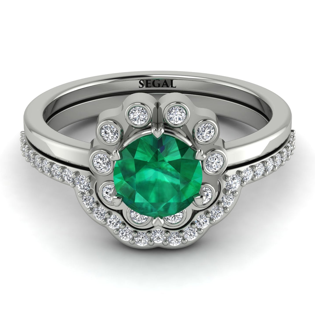 0.8 Carat Emerald Halo Bridal Set - Pamela No. 6