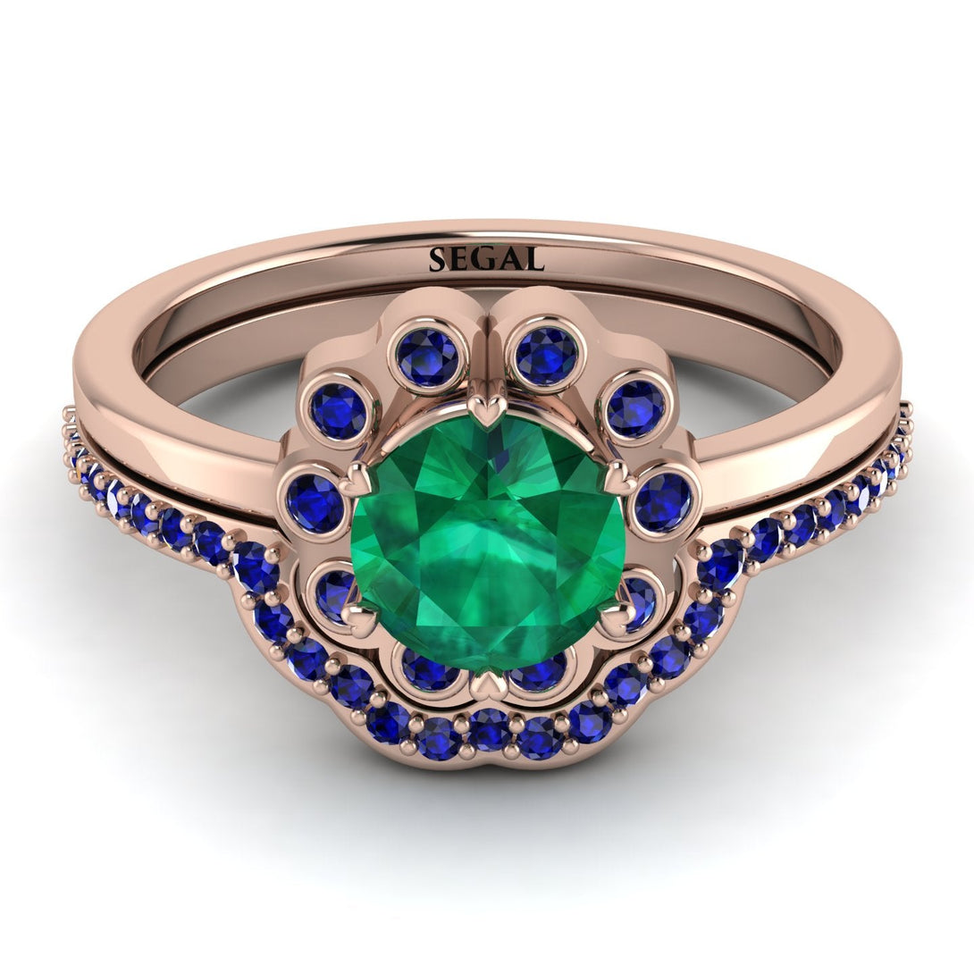 0.8 Carat Emerald Halo Bridal Set - Pamela No. 65