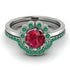 0.8 Carat Ruby Halo Bridal Set - Pamela No. 27