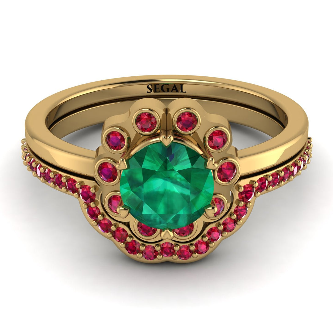 0.8 Carat Emerald Halo Bridal Set - Pamela No. 49