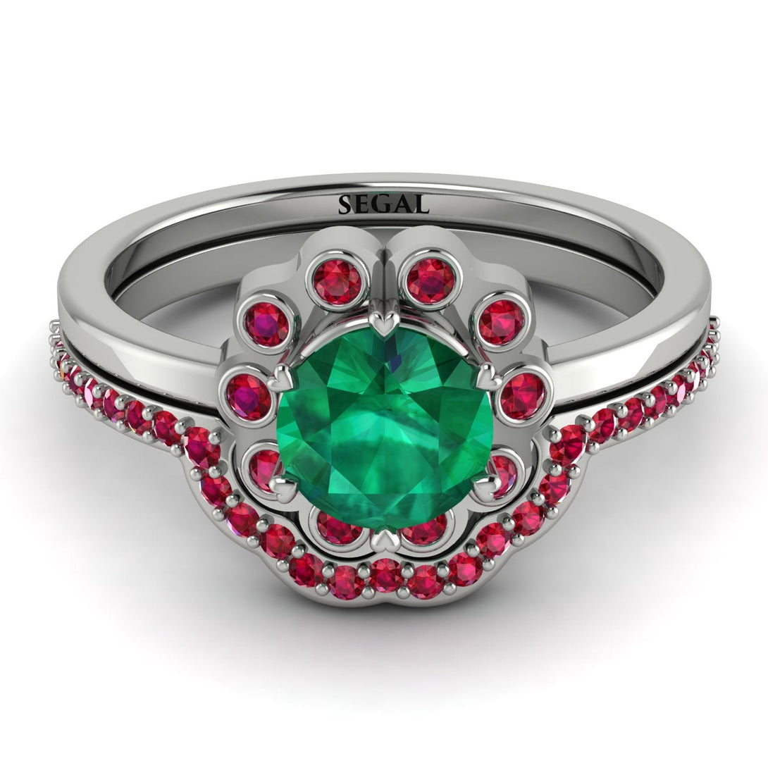 0.8 Carat Emerald Halo Bridal Set - Pamela No. 51