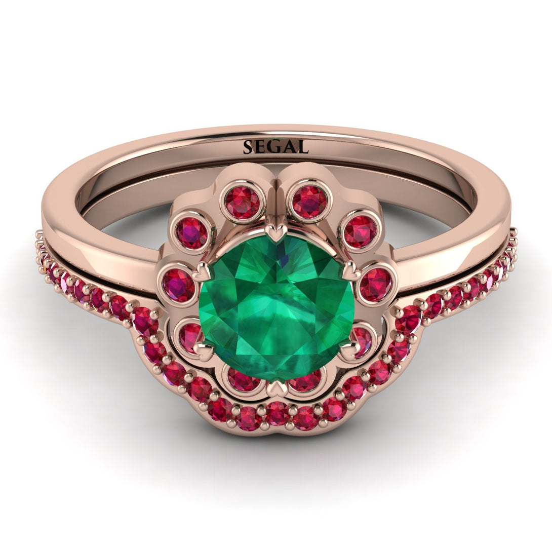 0.8 Carat Emerald Halo Bridal Set - Pamela No. 50