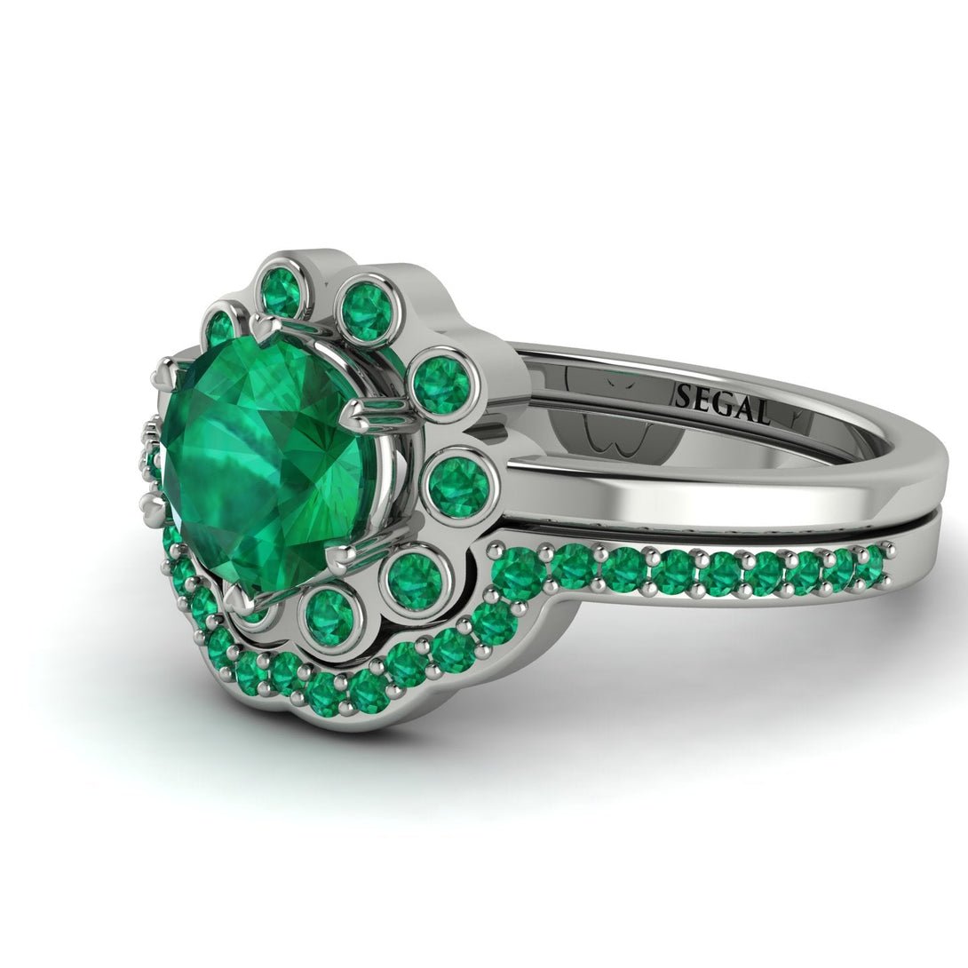 0.8 Carat Emerald Halo Bridal Set - Pamela No. 21