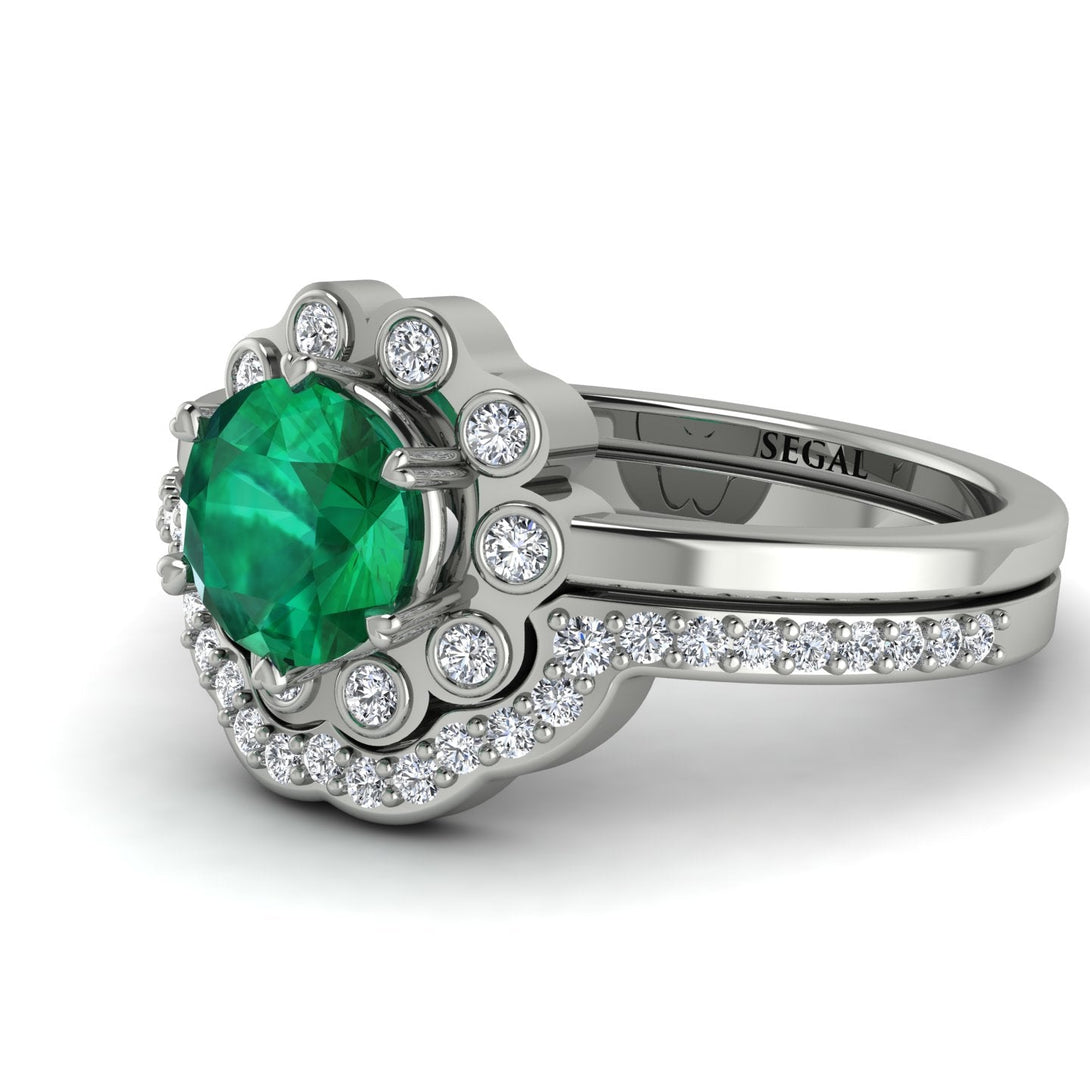 0.8 Carat Emerald Halo Bridal Set - Pamela No. 6