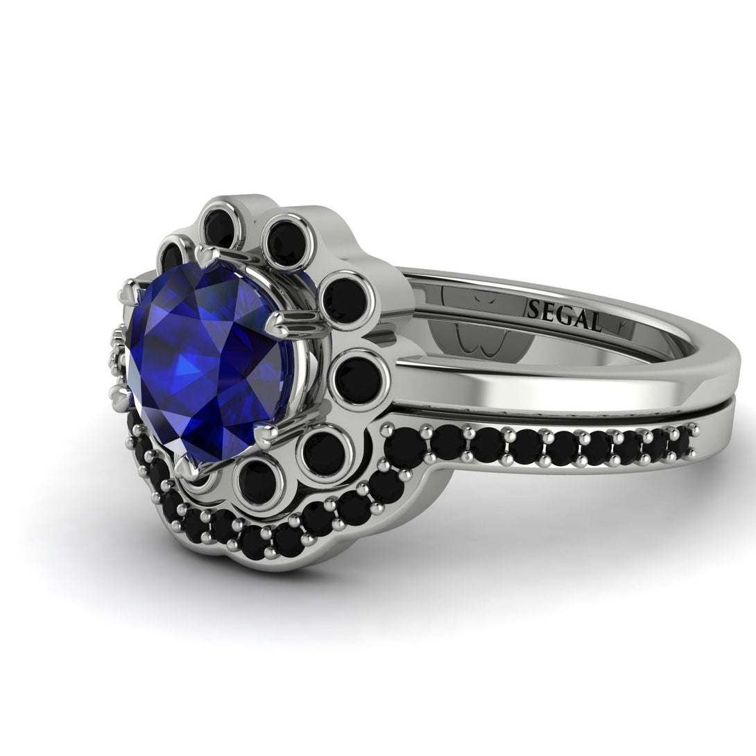 0.8 Carat Sapphire Halo Bridal Set - Pamela No. 45