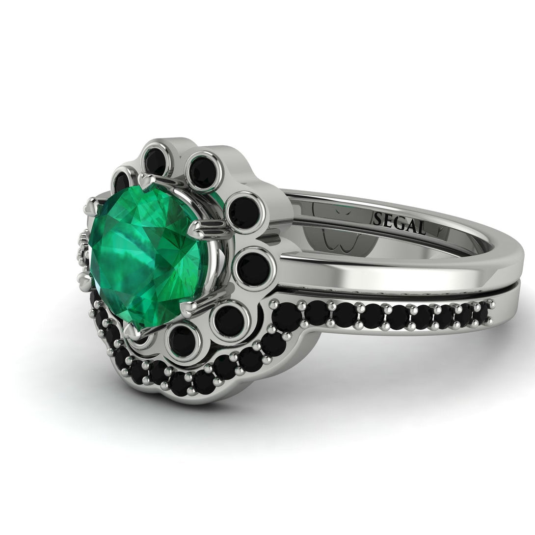 0.8 Carat Emerald Halo Bridal Set - Pamela No. 36