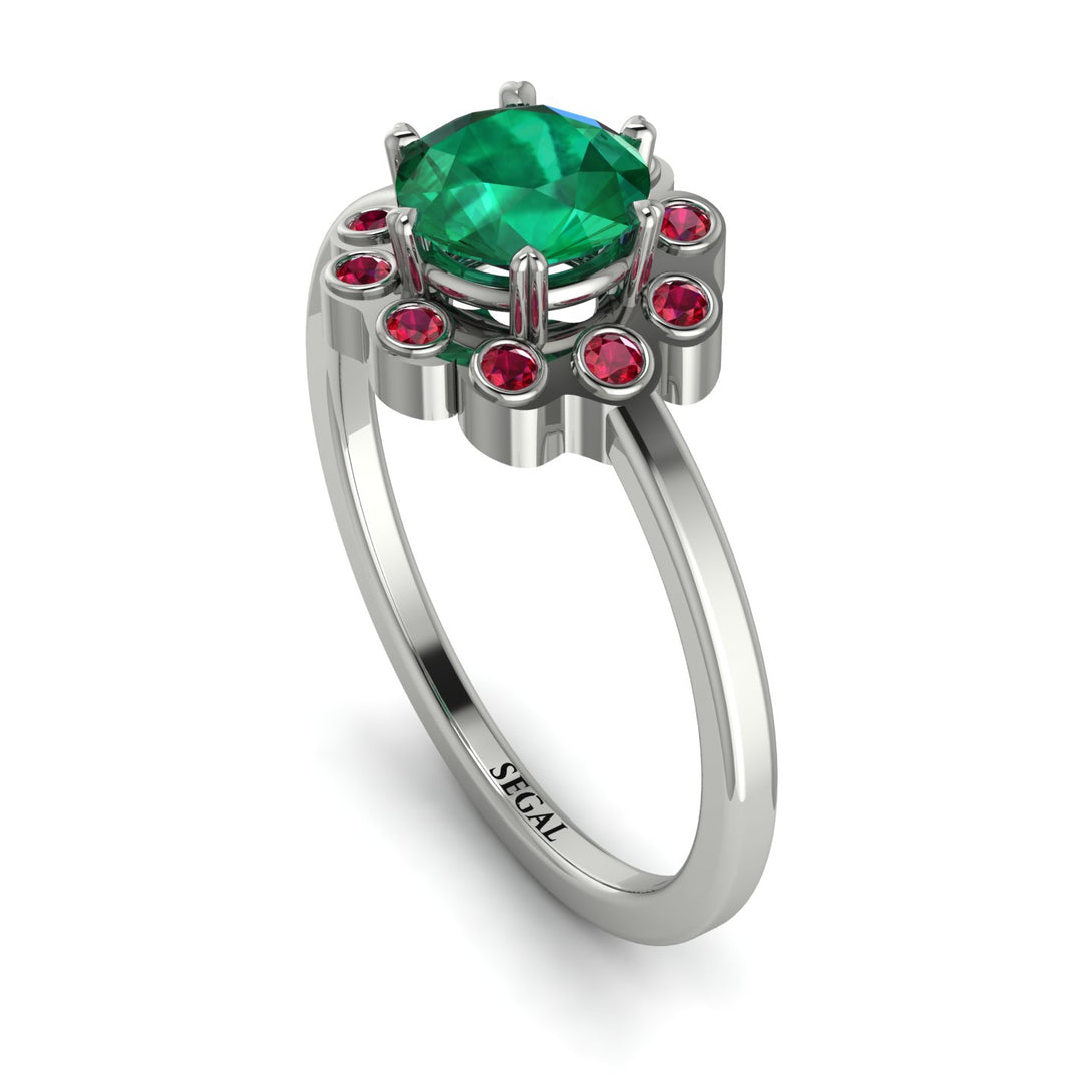 0.8 Carat Emerald Halo Engagement Ring - Pamela No. 51
