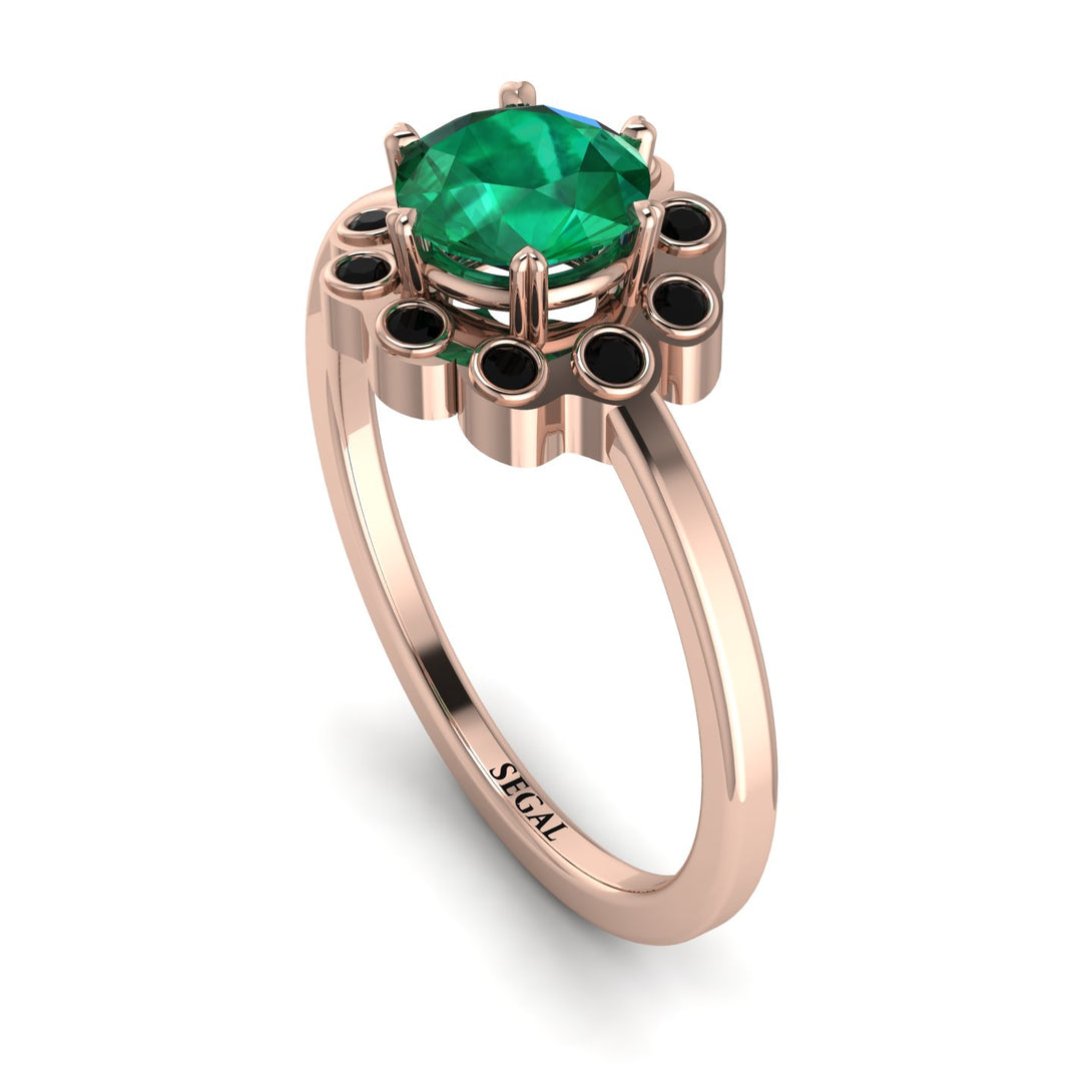 0.8 Carat Emerald Halo Engagement Ring - Pamela No. 35