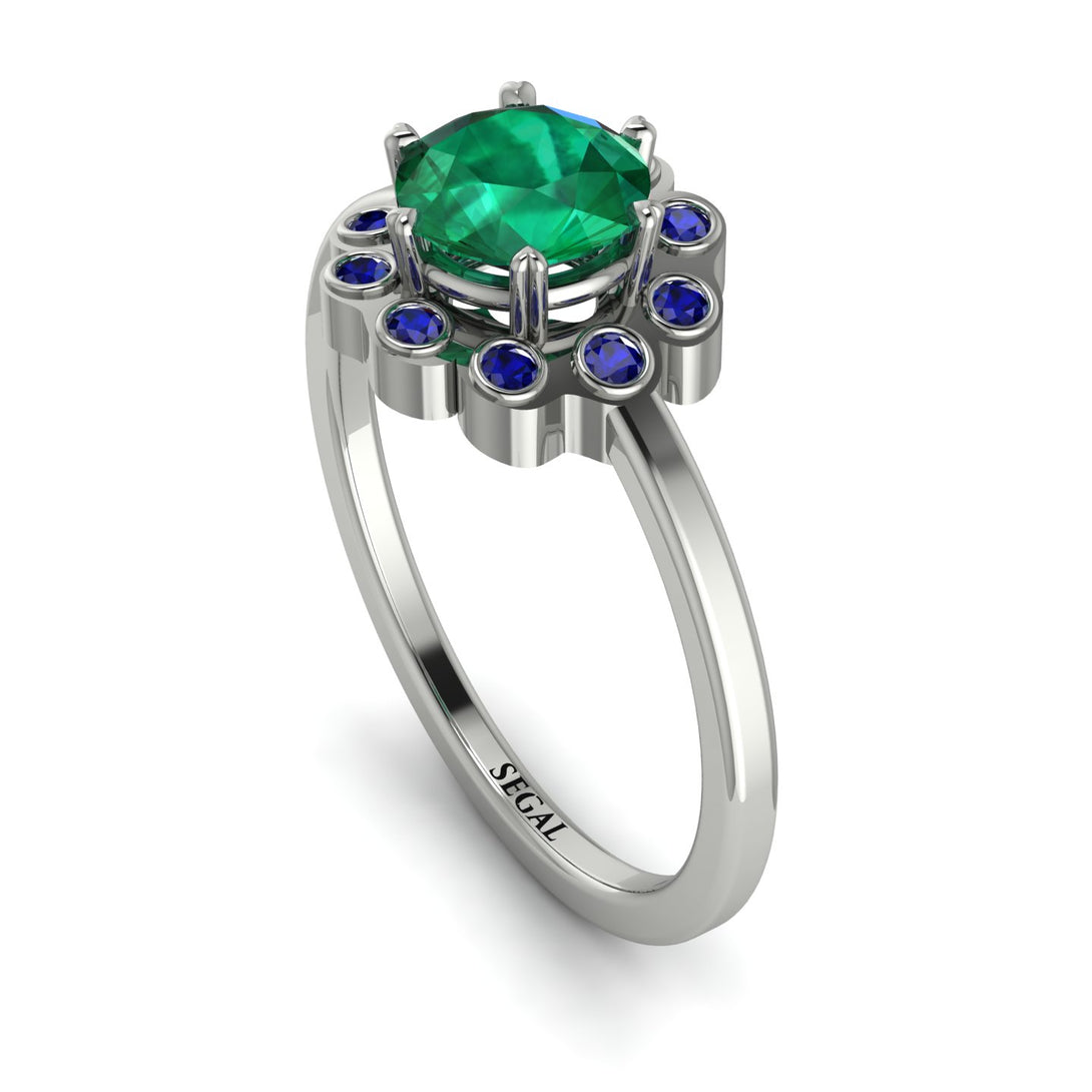 0.8 Carat Emerald Halo Engagement Ring - Pamela No. 66