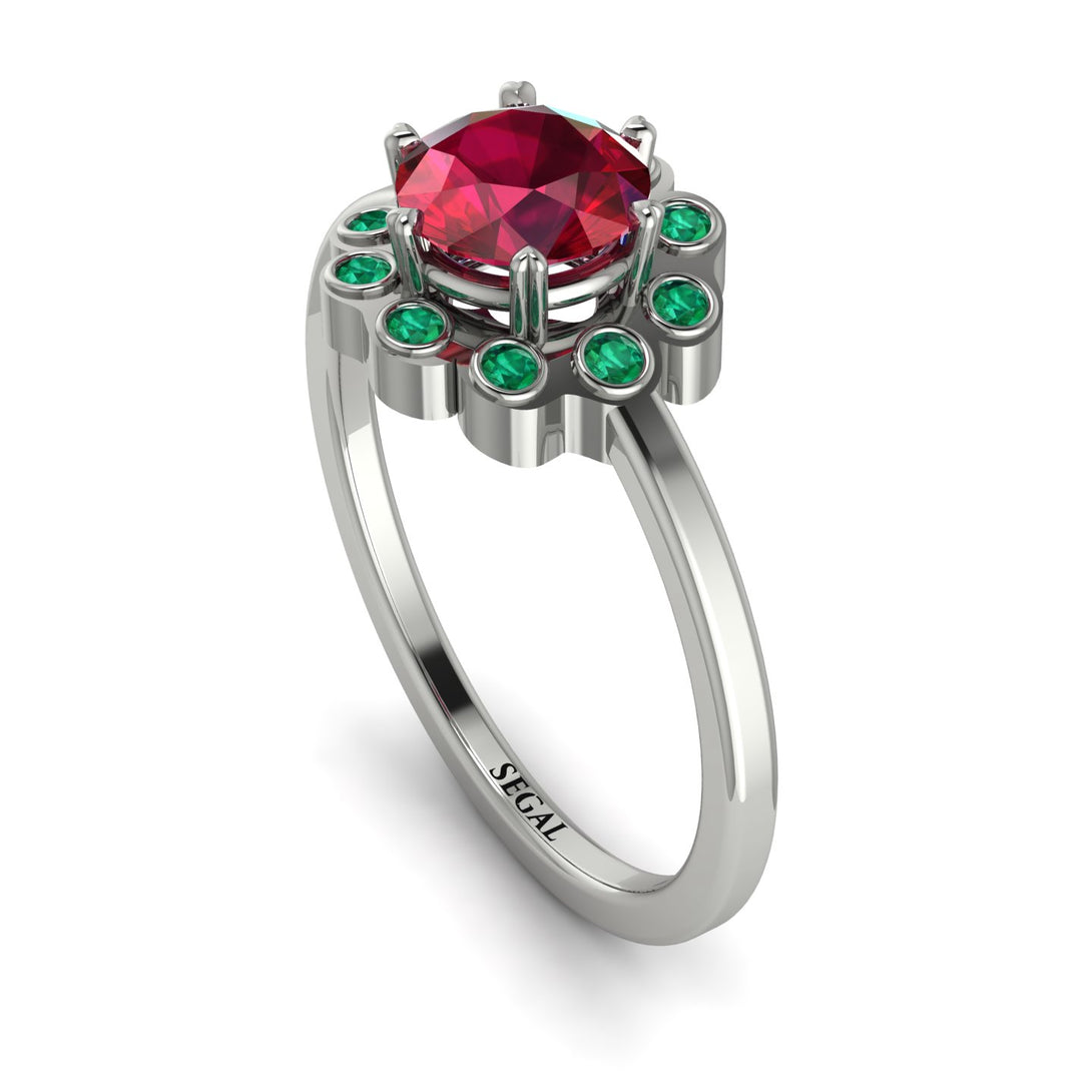 0.8 Carat Ruby Halo Engagement Ring - Pamela No. 27