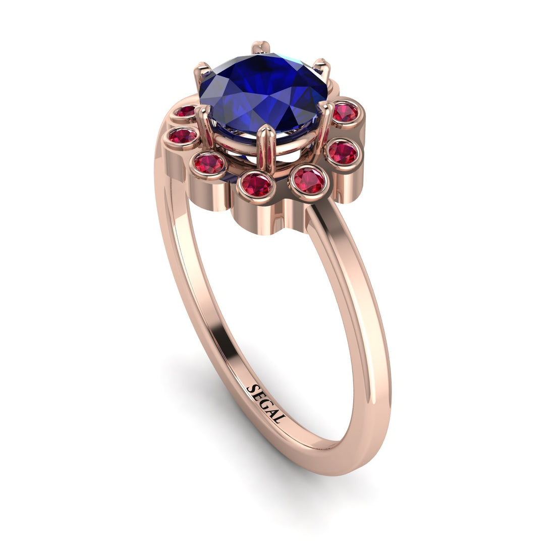 0.8 Carat Sapphire Halo Engagement Ring - Pamela No. 59