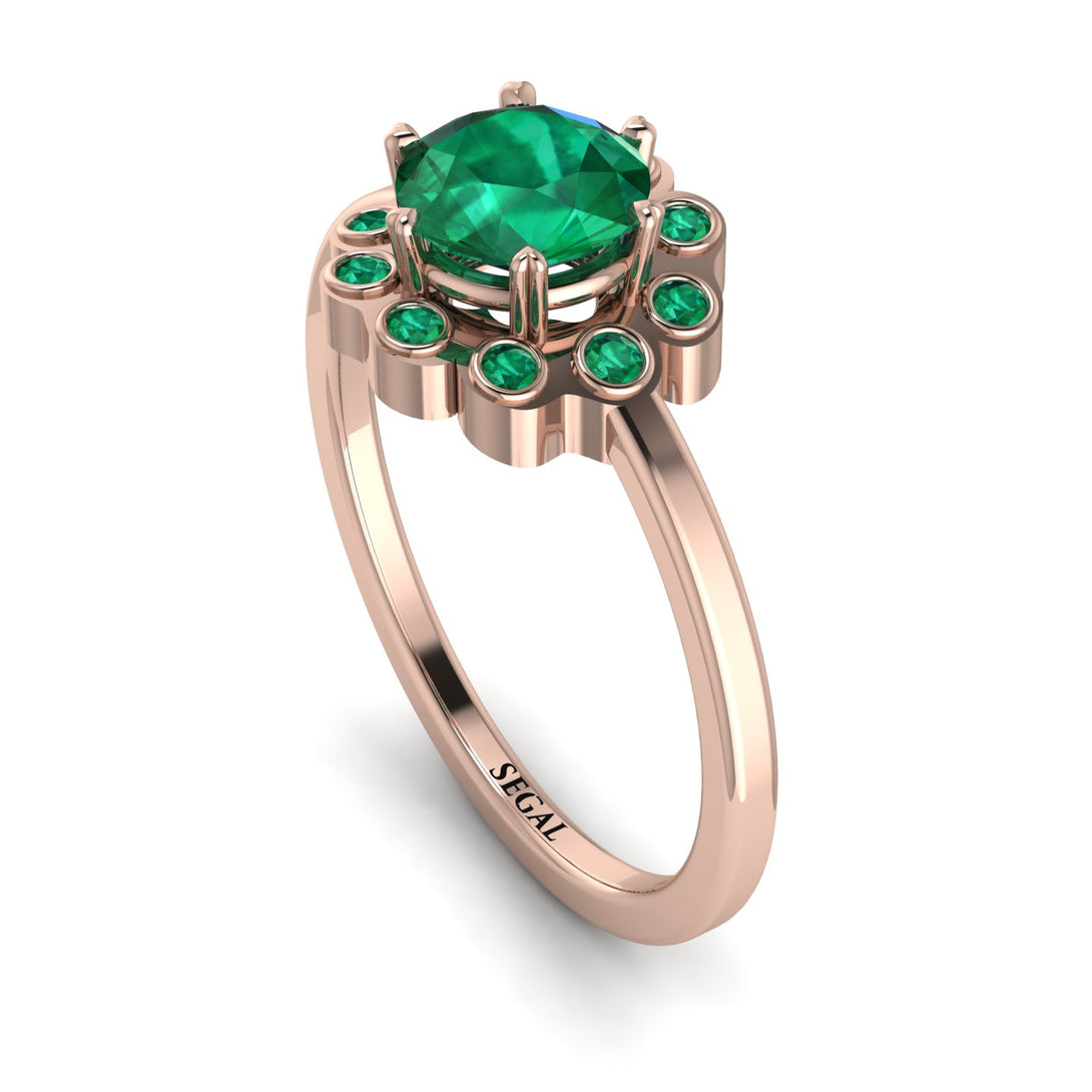 0.8 Carat Emerald Halo Engagement Ring - Pamela No. 20