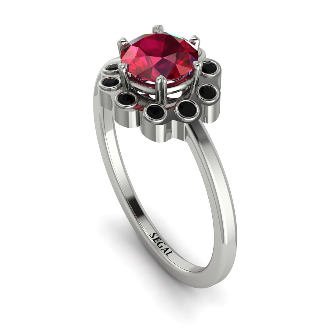 0.8 Carat Ruby Halo Engagement Ring - Pamela No. 42