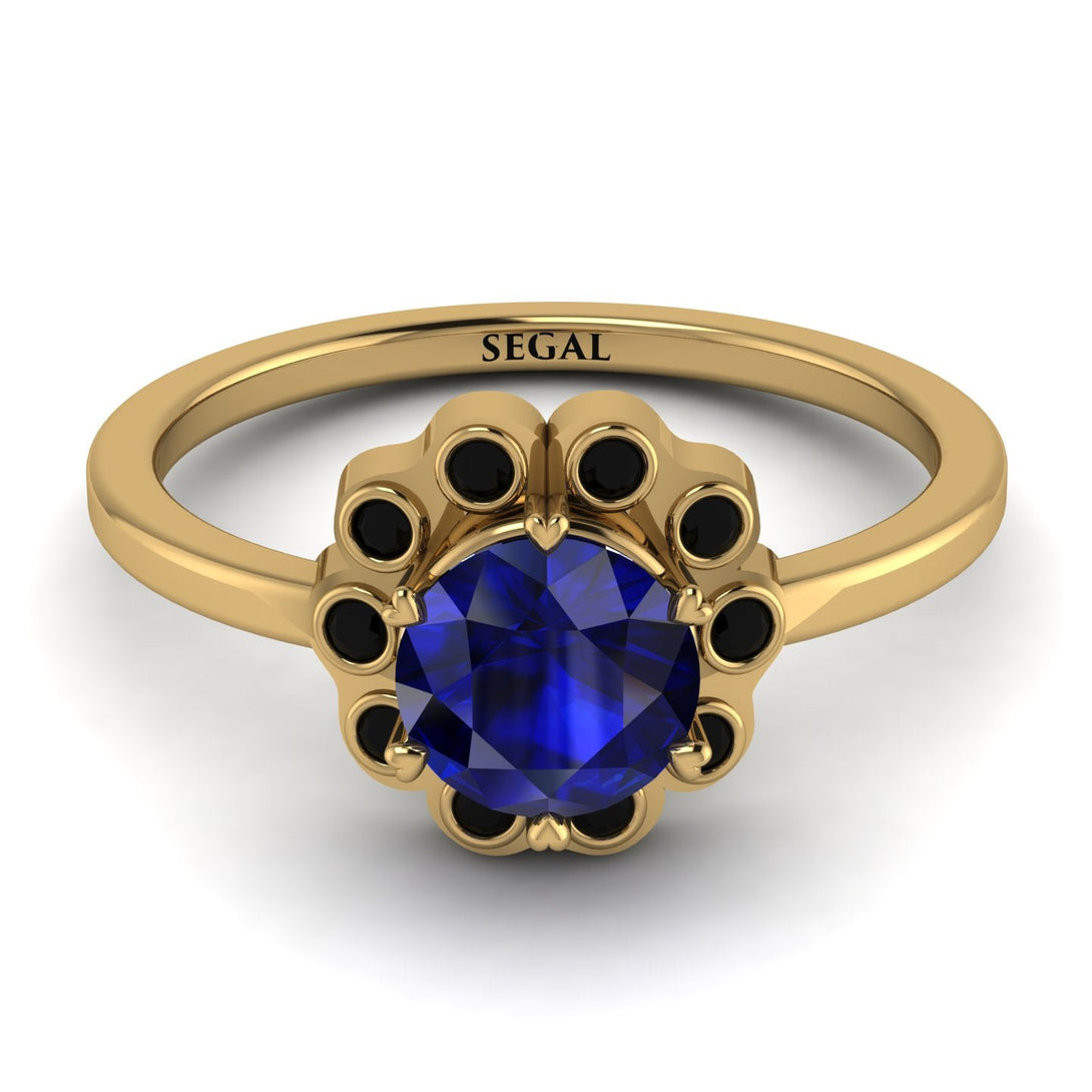 0.8 Carat Sapphire Halo Engagement Ring - Pamela No. 43