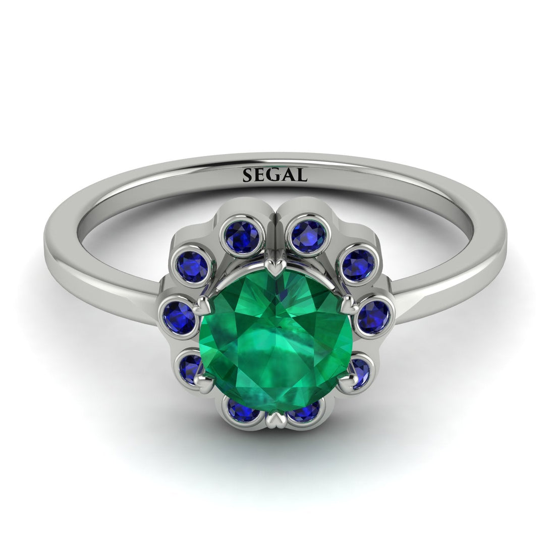 0.8 Carat Emerald Halo Engagement Ring - Pamela No. 66