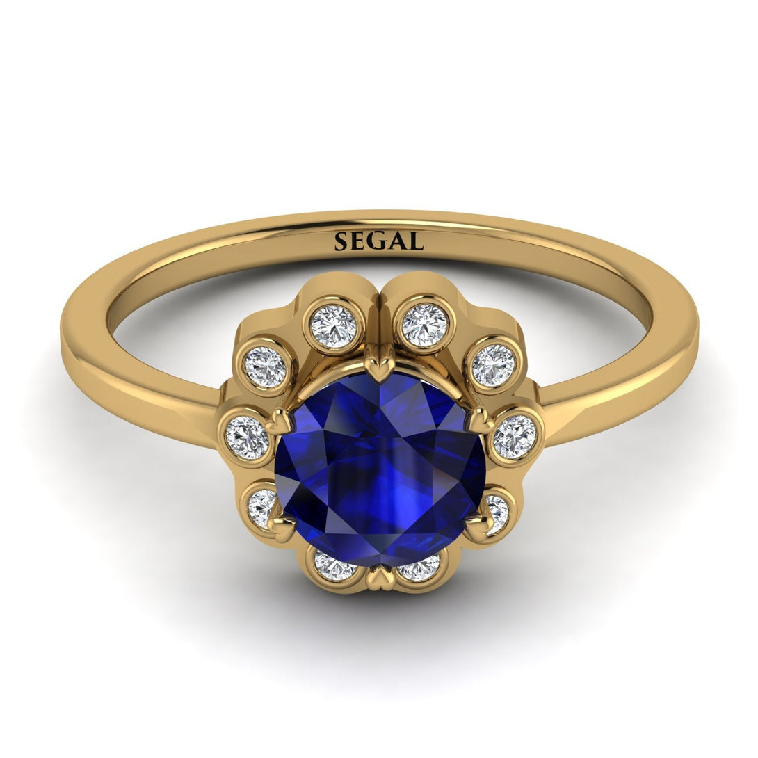 0.8 Carat Sapphire Halo Engagement Ring - Pamela No. 13