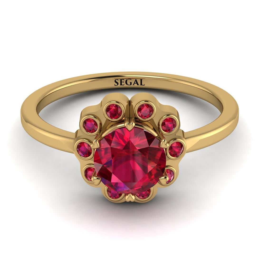 0.8 Carat Ruby Halo Engagement Ring - Pamela No. 55