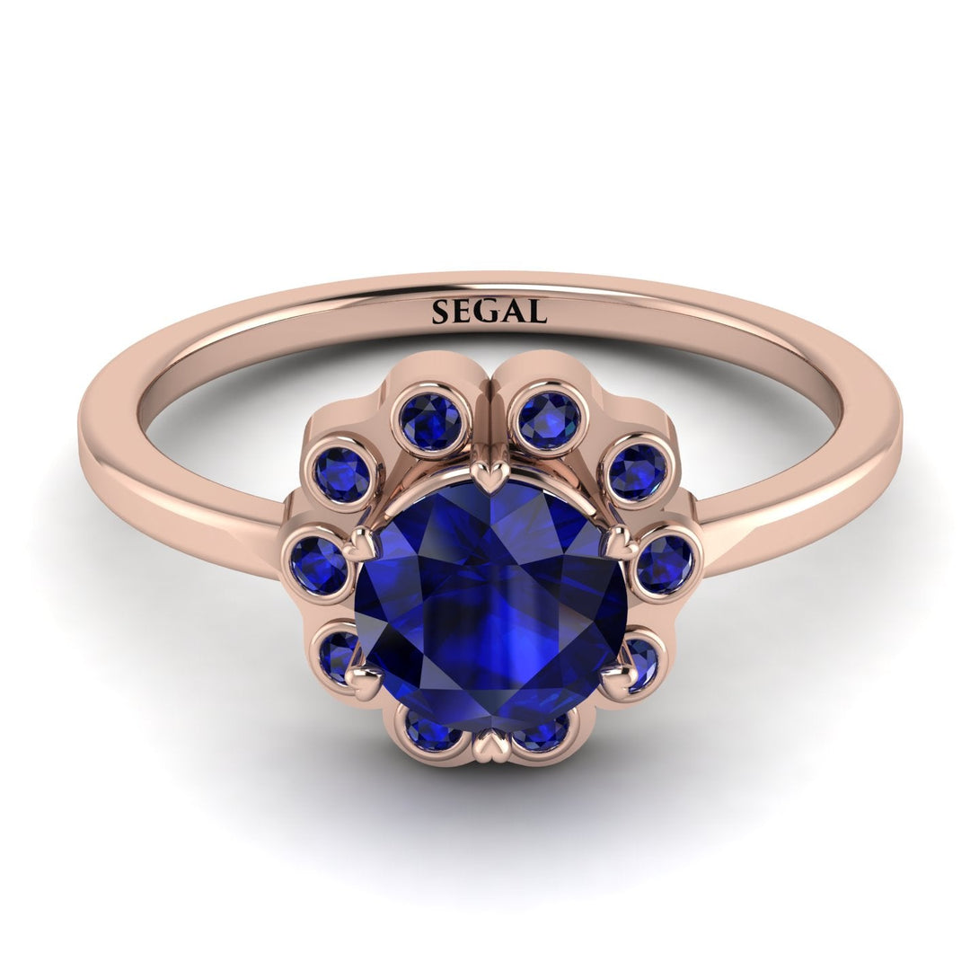 0.8 Carat Sapphire Halo Engagement Ring - Pamela No. 74