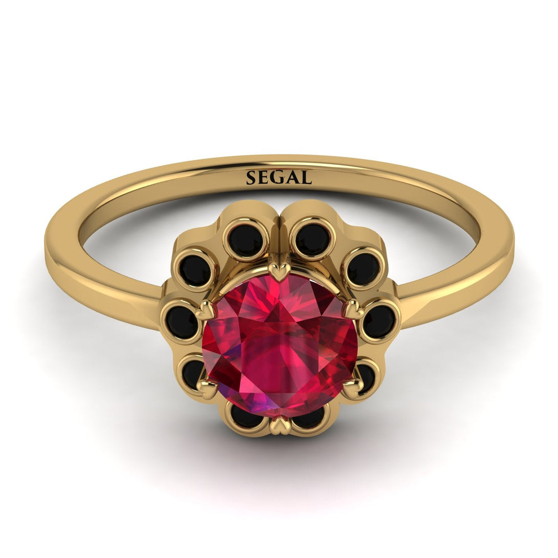 0.8 Carat Ruby Halo Engagement Ring - Pamela No. 40